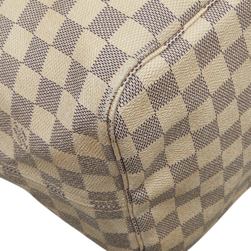 Louis Vuitton Damier Azur Neverfull GM Shoulder Bag Tote White Brown Leather — view 7