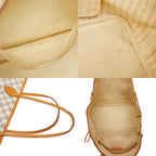 Louis Vuitton Damier Azur Neverfull GM Shoulder Bag Tote White Brown Leather — view 9