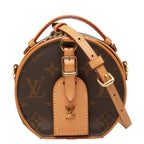 Louis Vuitton Monogram Mini Boite Chapeau 2-Way Shoulder Bag Brown Leather