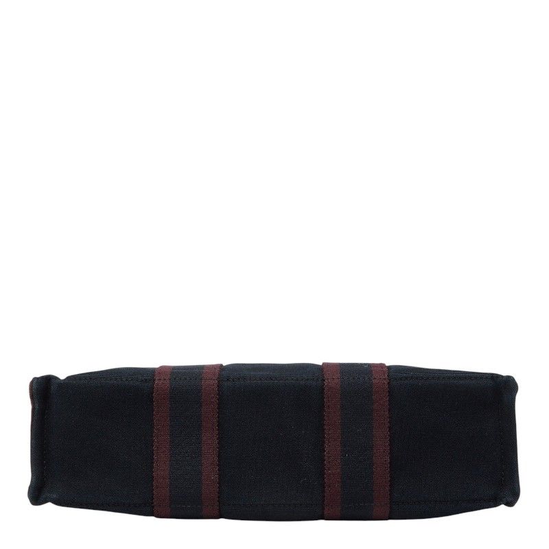 Hermes Fourre Tout PM Tote Black Wine Red Bordeaux Cotton — view 3