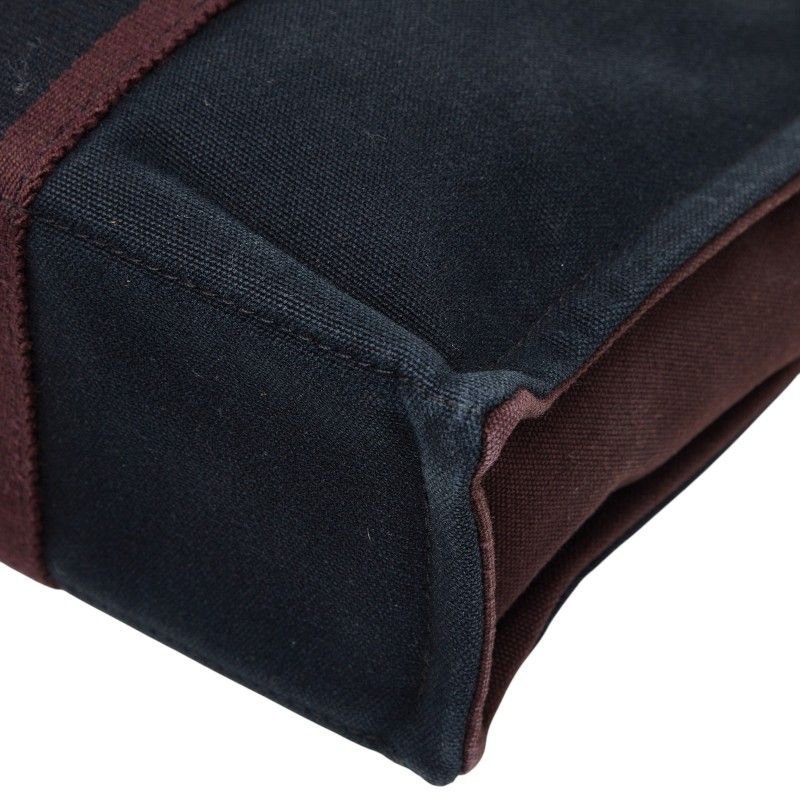 Hermes Fourre Tout PM Tote Black Wine Red Bordeaux Cotton — view 4
