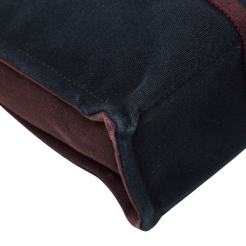 Hermes Fourre Tout PM Tote Black Wine Red Bordeaux Cotton — view 7