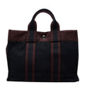 Hermes Fourre Tout PM Tote Black Wine Red Bordeaux Cotton