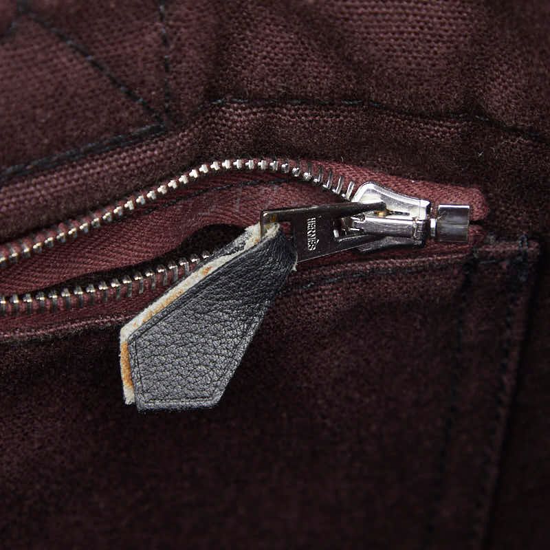 Hermes Fourre Tout PM Tote Black Wine Red Bordeaux Cotton — view 8
