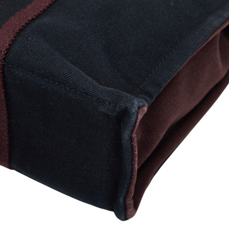 Hermes Fourre Tout PM Tote Black Wine Red Bordeaux Cotton — view 6