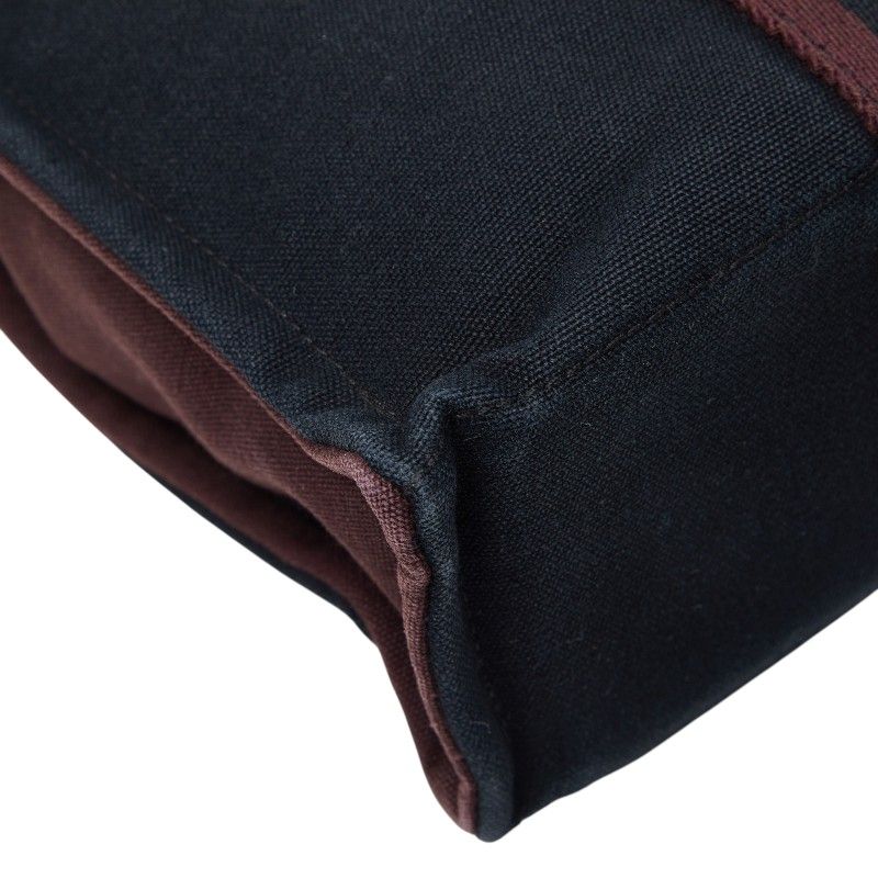 Hermes Fourre Tout PM Tote Black Wine Red Bordeaux Cotton — view 5