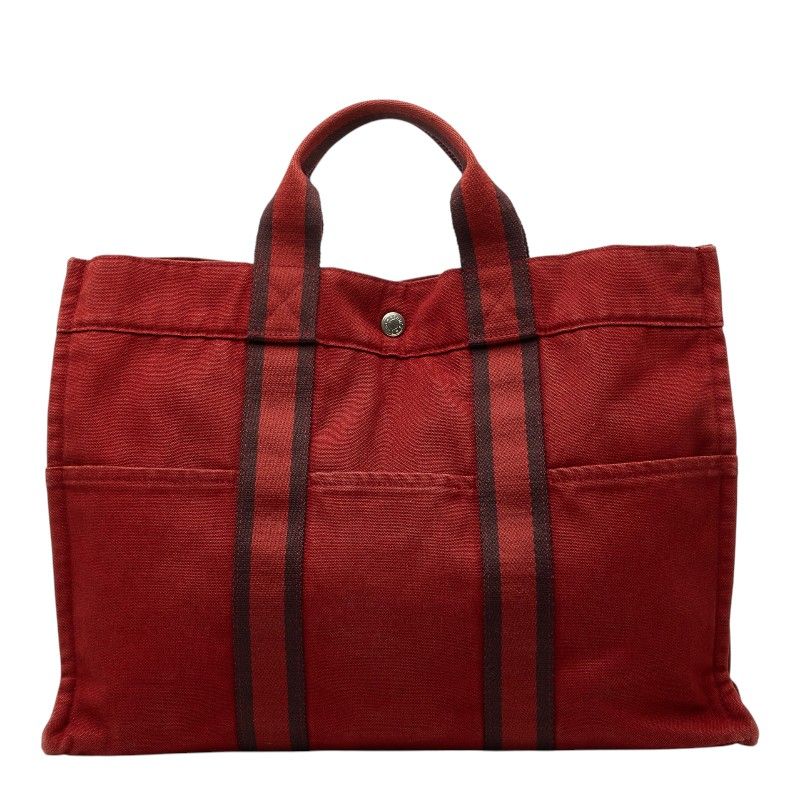 Hermes Fourre Tout MM Tote Red Canvas