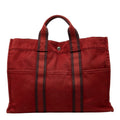 Hermes Fourre Tout MM Tote Red Canvas