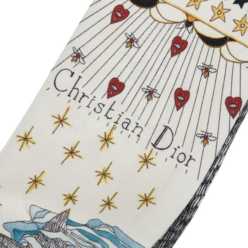 Dior Mizza L'etoile Scarf White Multicolor Silk — view 3