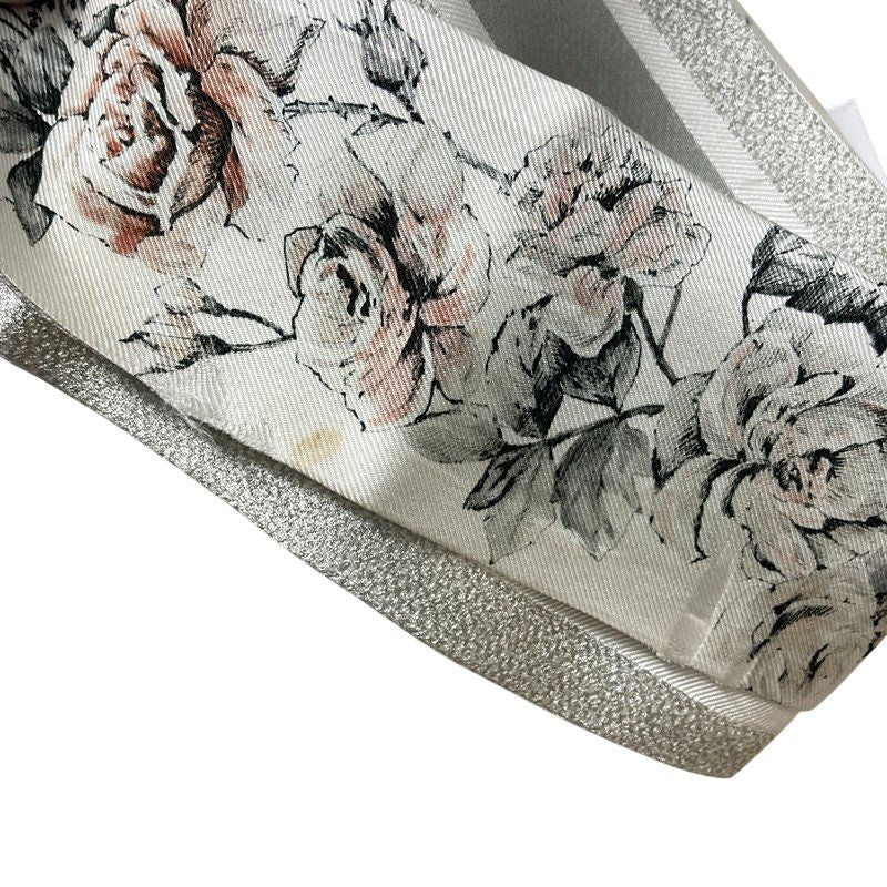 Dior Mizza Floral Scarf Gray Multicolor Silk — view 4
