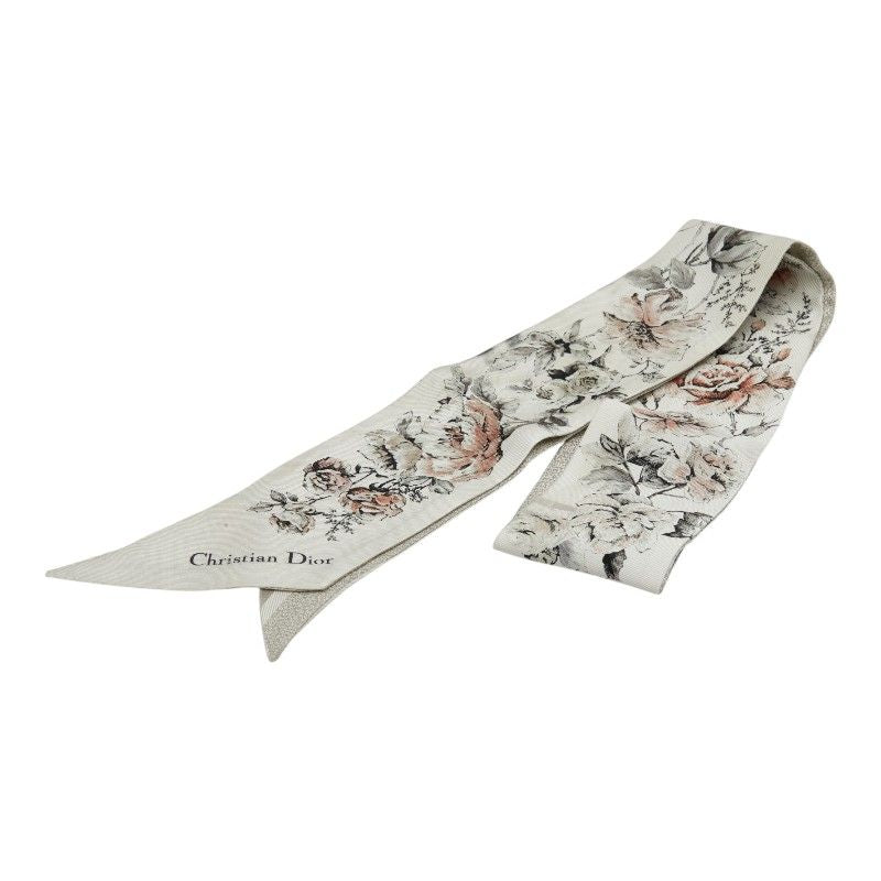 Dior Mizza Floral Scarf Gray Multicolor Silk