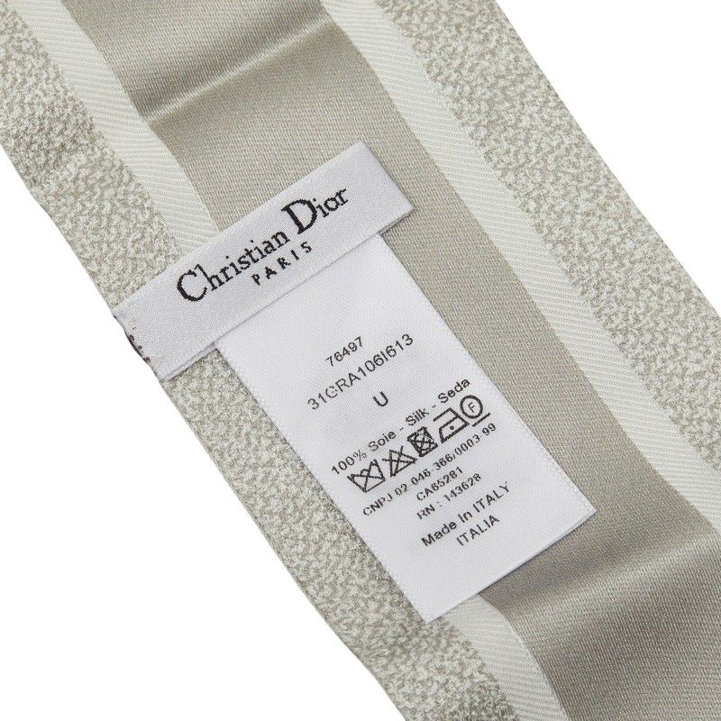 Dior Mizza Floral Scarf Gray Multicolor Silk — view 7