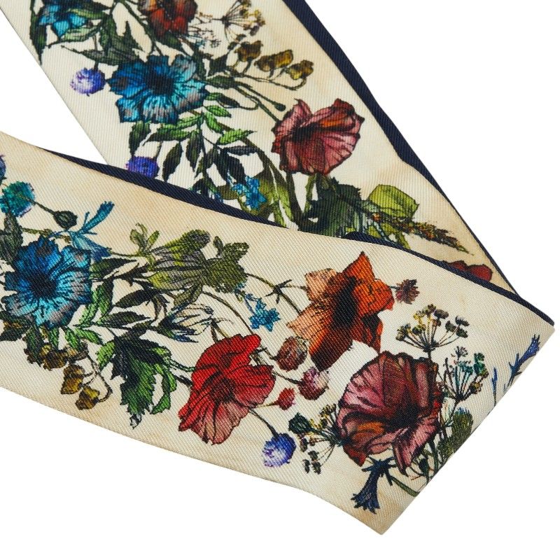 Dior Mizza Floral Scarf Ivory Multicolor Silk — view 3