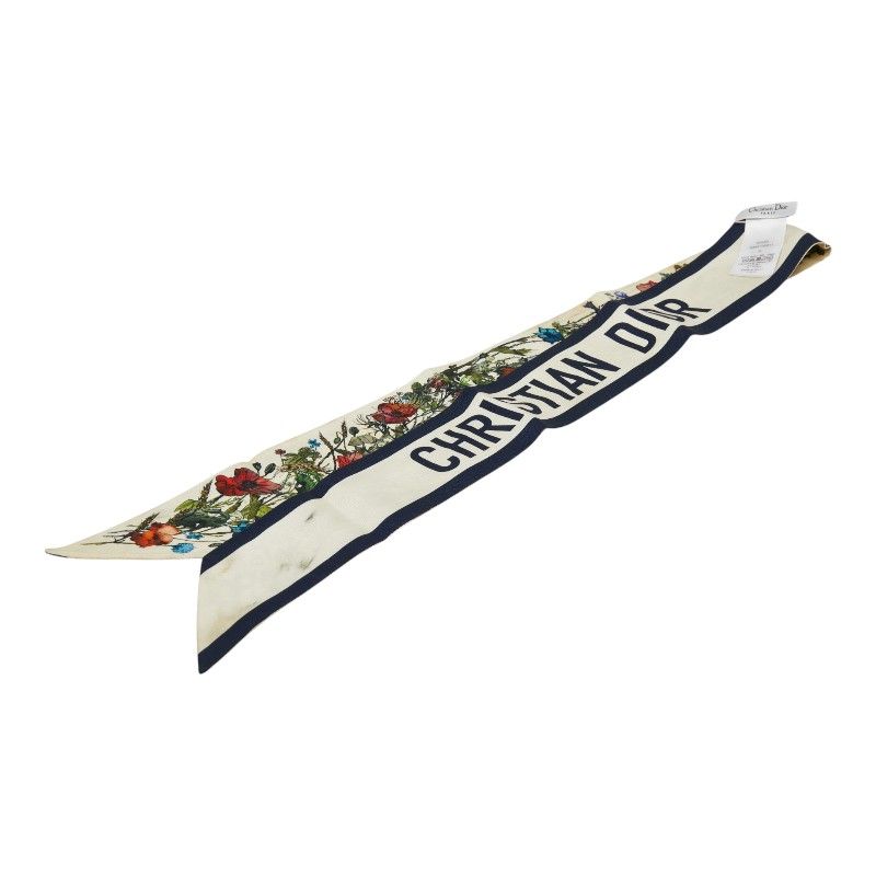 Dior Mizza Floral Scarf Ivory Multicolor Silk — view 2