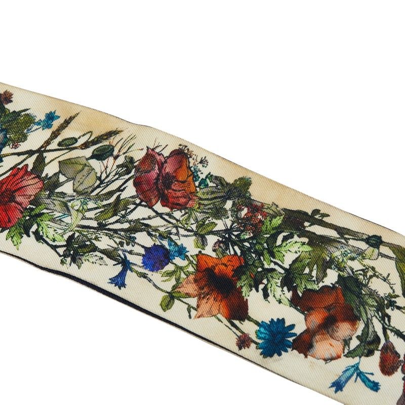 Dior Mizza Floral Scarf Ivory Multicolor Silk — view 4