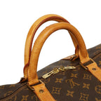 Louis Vuitton Monogram Keepall Bandouliere 55 Boston Bag 2-Way Brown Leather — view 9