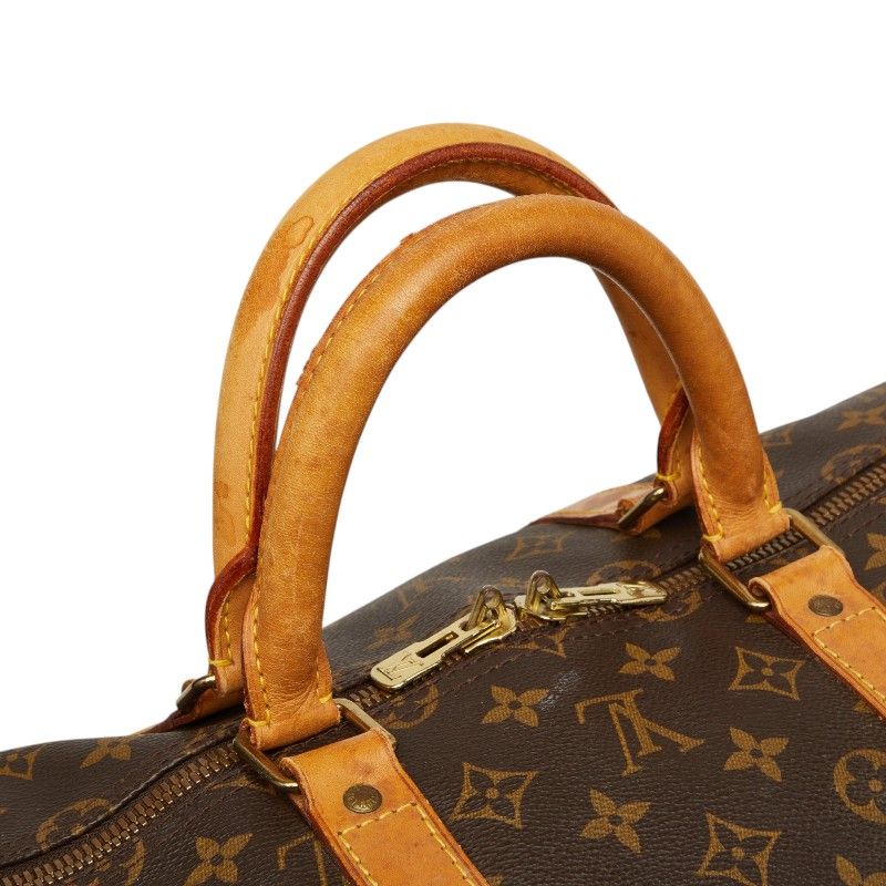 Louis Vuitton Monogram Keepall Bandouliere 55 Boston Bag 2-Way Brown Leather — view 9