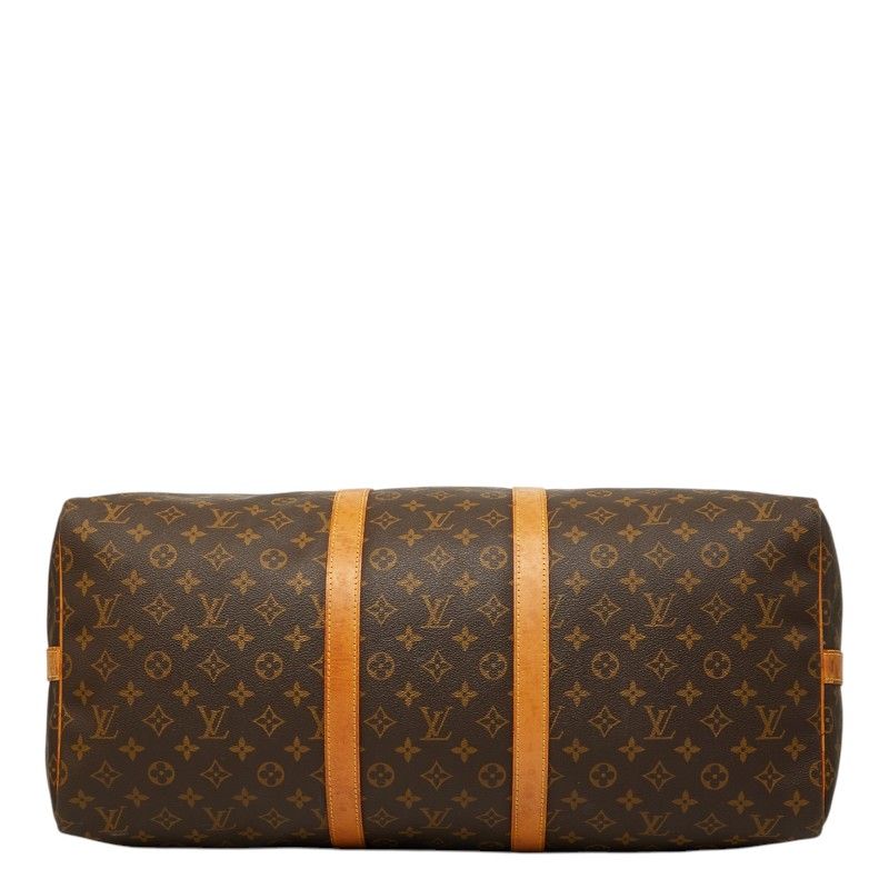 Louis Vuitton Monogram Keepall Bandouliere 55 Boston Bag 2-Way Brown Leather — view 3
