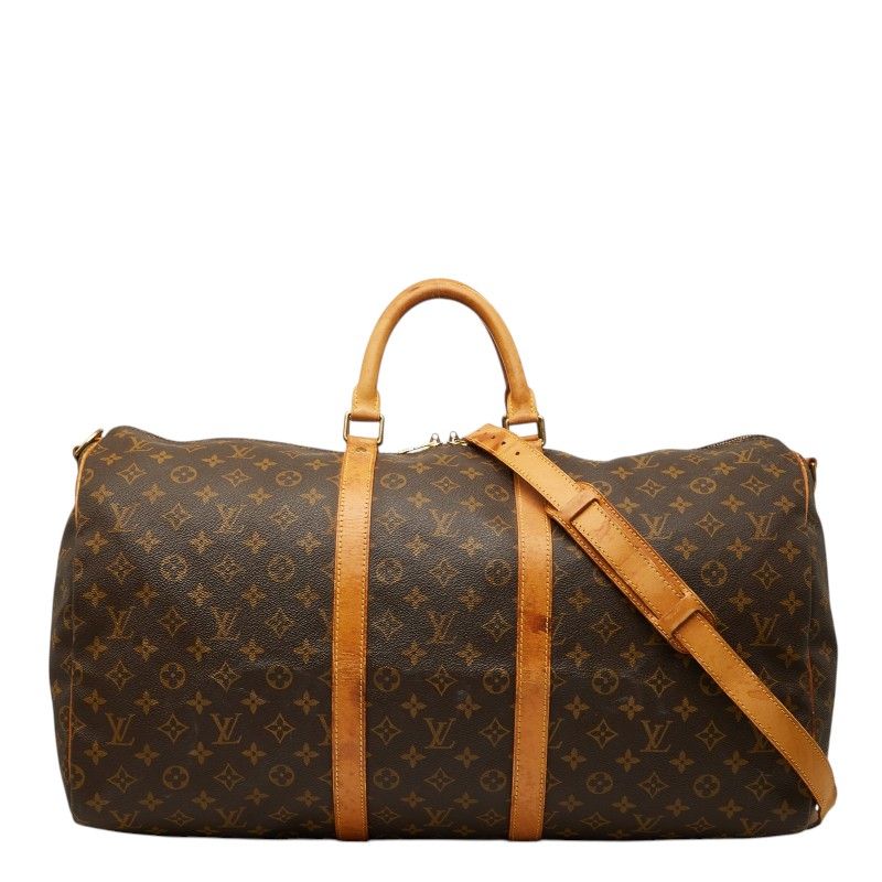 Louis Vuitton Monogram Keepall Bandouliere 55 Boston Bag 2-Way Brown Leather