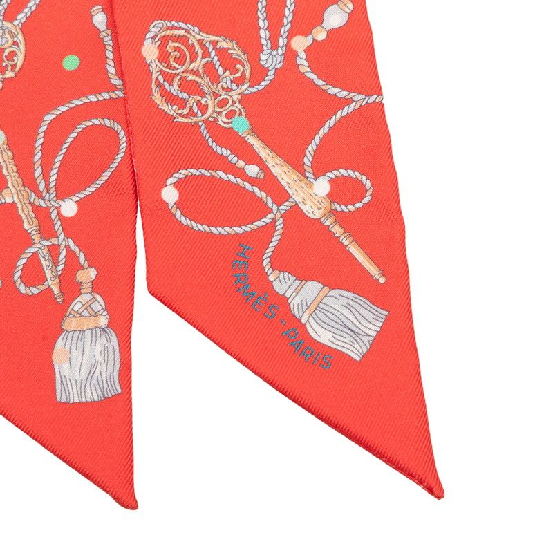 Hermes les Cles a Pois Scarf Pink Silk — view 3