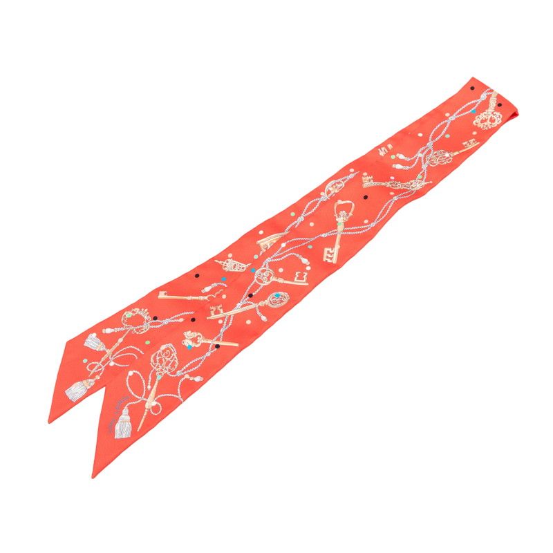 Hermes les Cles a Pois Scarf Pink Silk