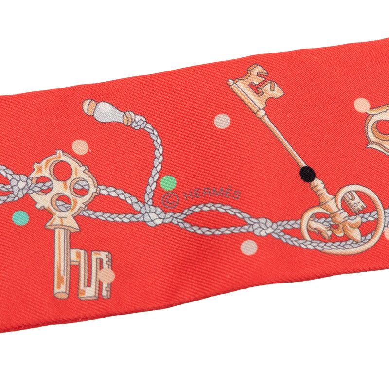 Hermes les Cles a Pois Scarf Pink Silk — view 2