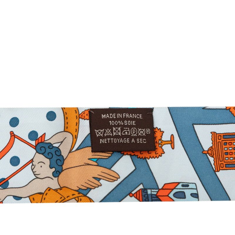 Hermes Twilly New Paris Lovers les Nouveaux Amoureux de Scarf Blue Silk — view 5