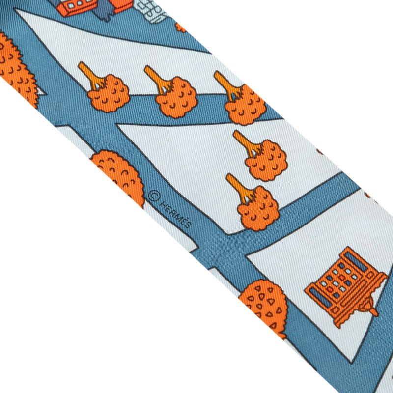 Hermes Twilly New Paris Lovers les Nouveaux Amoureux de Scarf Blue Silk — view 4