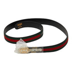 Gucci Sherry Line GG Logo Buckle Belt Black Green Red Leather — view 4