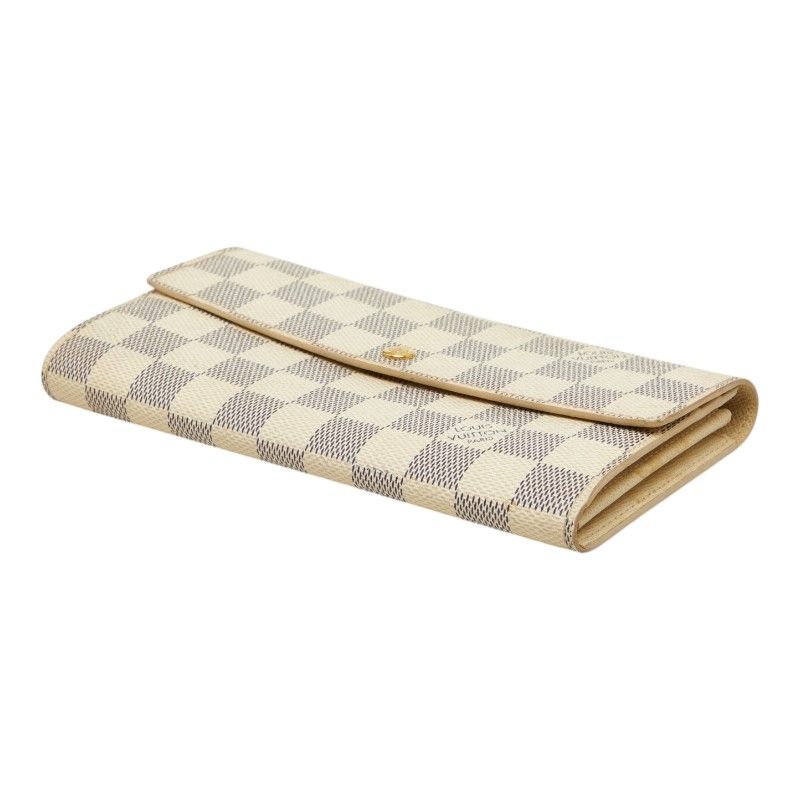 Louis Vuitton Damier Azur Portefeuille Sarah Wallet White Leather — view 4