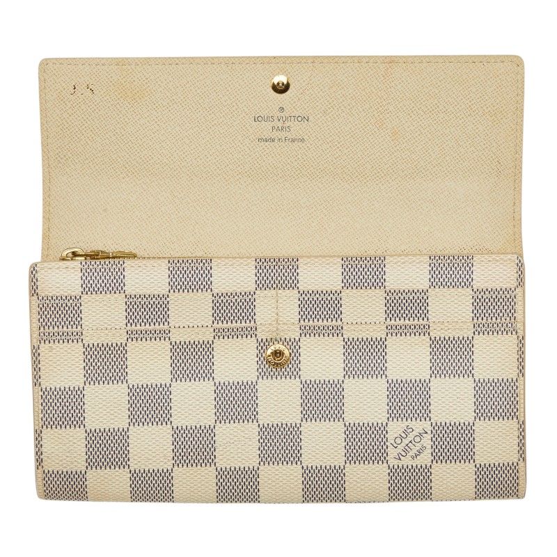 Louis Vuitton Damier Azur Portefeuille Sarah Wallet White Leather — view 7