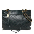 Chanel Bicolor Chain Tote Shoulder Bag Crossbody Green Leather