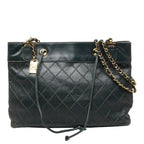 Chanel Bicolor Chain Tote Shoulder Bag Crossbody Green Leather