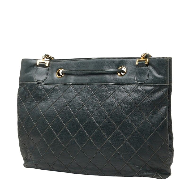 Chanel Bicolor Chain Tote Shoulder Bag Crossbody Green Leather — view 2