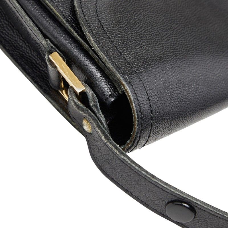 Saint Laurent YSL Logo Shoulder Bag Black Leather — view 9