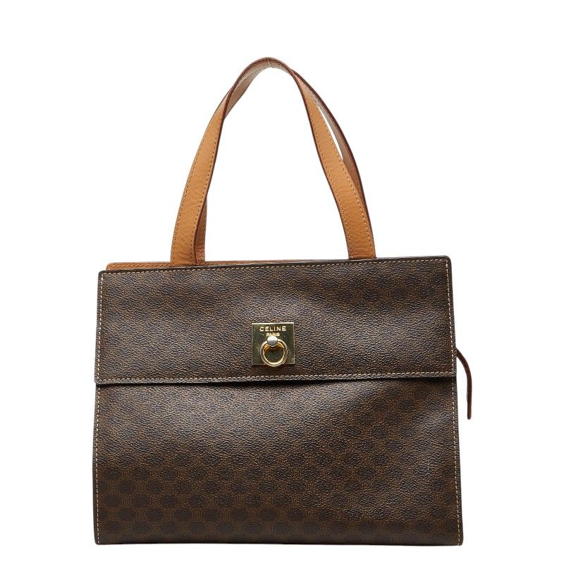 Celine Macadam Handbag Brown Leather