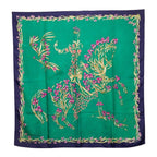 Hermes Carre 90 Hd'origny Flower Blooming Horse Scarf Large Green Multicolor