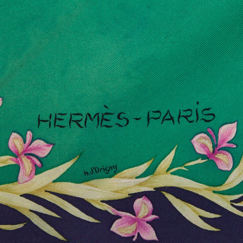 Hermes Carre 90 Hd'origny Flower Blooming Horse Scarf Large Green Multicolor — view 7