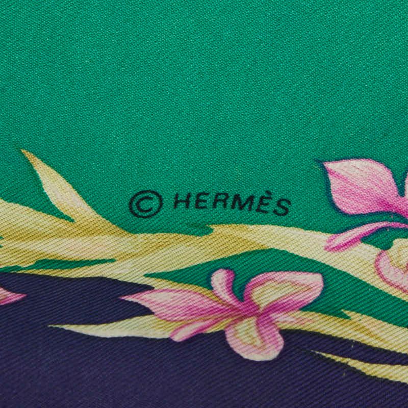 Hermes Carre 90 Hd'origny Flower Blooming Horse Scarf Large Green Multicolor — view 6