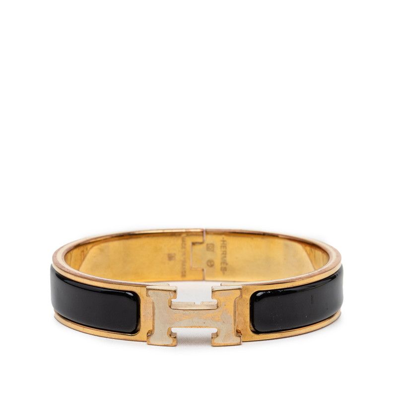 Hermes Click PM Bangle Bracelet Gold Enamel Plated