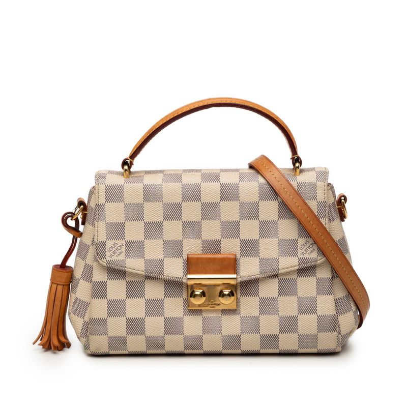 Louis Vuitton Damier Azur Croisette 2-Way Shoulder Bag White Leather