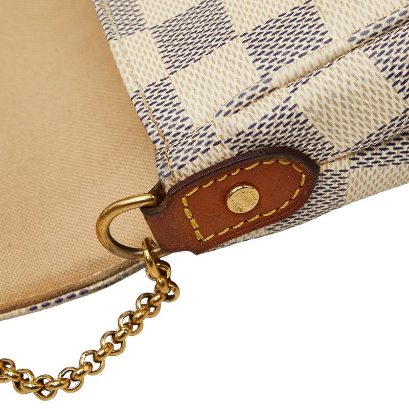 Louis Vuitton Damier Azur Favorite MM Chain Shoulder Bag White Leather — view 6