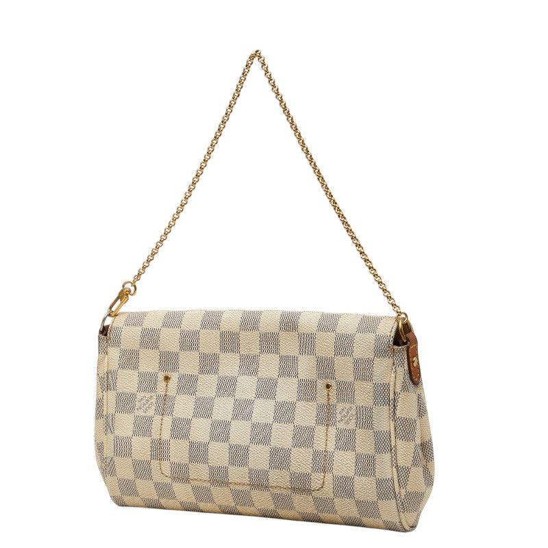 Louis Vuitton Damier Azur Favorite MM Chain Shoulder Bag White Leather — view 2