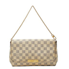 Louis Vuitton Damier Azur Favorite MM Chain Shoulder Bag White Leather