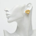 Chanel CC Logo Vintage Round Earrings Gold Plated — view 5