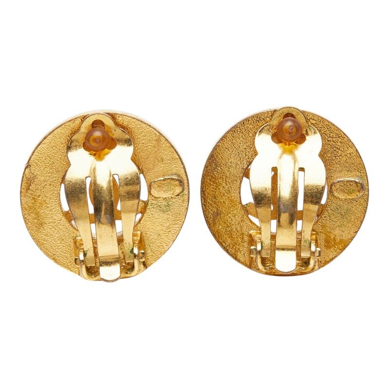 Chanel CC Logo Vintage Round Earrings Gold Plated — view 3