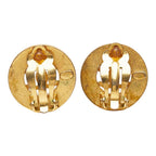 Chanel CC Logo Vintage Round Earrings Gold Plated — view 3