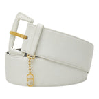 Dior CD Logo Charm Belt White Leather 1- Keychain — view 2