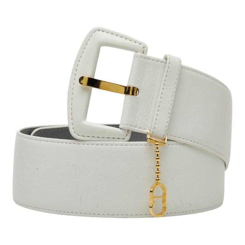 Dior CD Logo Charm Belt White Leather 1- Keychain