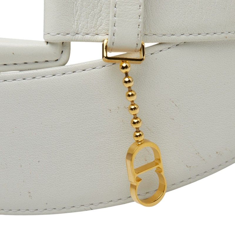 Dior CD Logo Charm Belt White Leather 1- Keychain — view 4